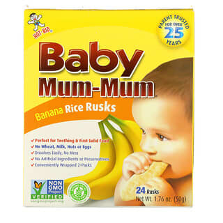 Hot Kid, Baby Mum-Mum, рисовые галеты с бананом, 24 шт., 50 г (1,76 унции)