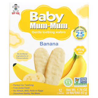 Hot Kid, Baby Mum-Mum, рисовые галеты с бананом, 24 шт., 50 г (1,76 унции)