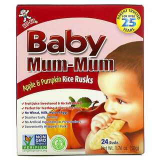 Hot Kid, Baby Mum-Mum, рисовые галеты с яблоком и тыквой, 24 шт., 50 г (1,76 унции)