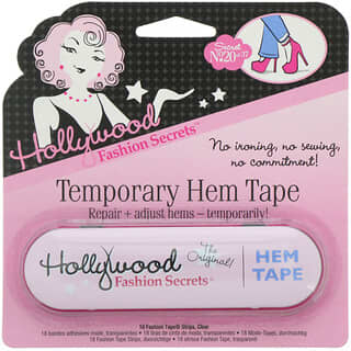 Hollywood Fashion Secrets, Temporary Hem Tape, Clear, 18 Fabric-Friendly Adhesive Strips