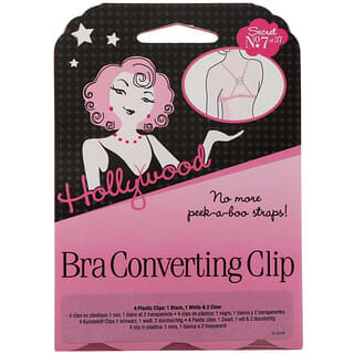 Hollywood Fashion Secrets, Clip conversor de sostén, 4 clips plásticos: 1 negro, 1 blanco y 2 transparentes.