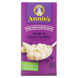Annie's Homegrown, 마카로니 & 치즈, 쉘 & 화이트 체다, 170g(6oz)