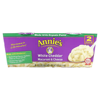 Annie's Homegrown, Macarrones con queso cheddar blanco, 2 tazas, 57 g (2,01 oz) cada una