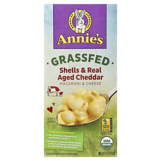 Annie's Homegrown, Macarrones con queso de alimentados con pasturas, Fideos caracoles y verdadero queso cheddar añejo, 170 g (6 oz)