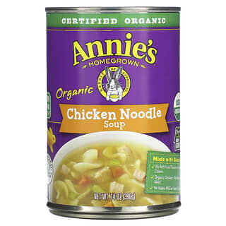 Annie's Homegrown, オーガニック チキン ヌードル スープ、396g（14オンス）