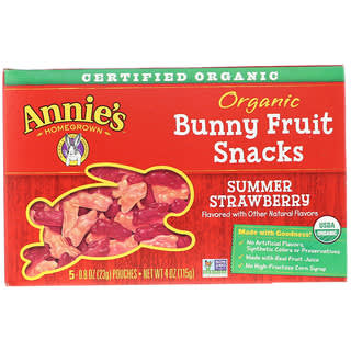 Annie's Homegrown, Bunny, органические фруктовые закуски со вкусом летней клубники, 115 г (4 унции)