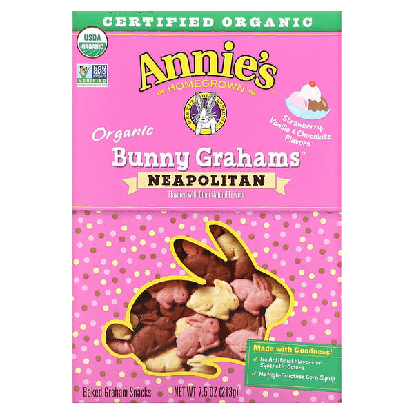 Annie's Homegrown, オーガニックベイクBunnyGraham（バーニーグラハム）スナック、ナポリタン、213g（7.5オンス）