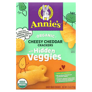 Annie's Homegrown‏, קרקרים אורגניים בטעם גבינת צ‘דר וירקות נסתרים, 213 גרם (7.5 אונקיות)