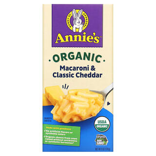 Annie's Homegrown, Macarrones con queso orgánicos, Cheddar clásico, 170 g (6 oz)
