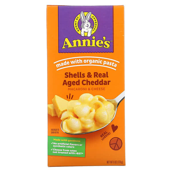 Annie's Homegrown, Muschelnudeln & Gereifter Cheddar, Makkaroni & Käse, 6 oz (170 g)