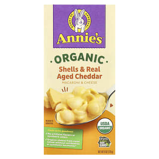 Annie's Homegrown, Makaroni & Keju Organik, Makaroni Kerang & Cheddar Asli yang Tersimpan Lama, 170 g (6 ons)