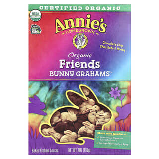 Annie's Homegrown, Organic Friends Bunny Grahams™, kawałki czekolady, czekolada i miód, 198 g