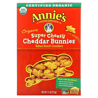Annie's Homegrown, Organic Cheddar Bunnies,  Baked Snack Crackers, Super Cheesy , 7.5 oz (213 g)