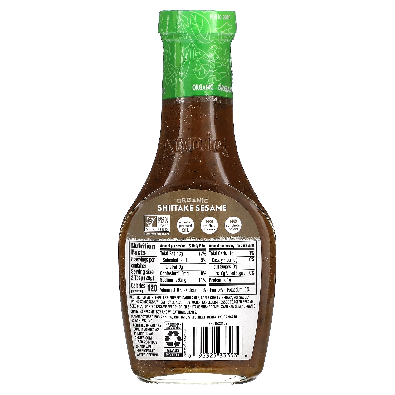 Annie's Homegrown, Organic Shiitake Sesame Vinaigrette, 8 fl oz (236 ml)