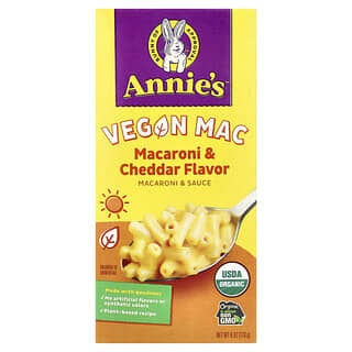 Annie's Homegrown, Macaroni au fromage végan et bio, Goût cheddar, 6 oz (170 g)