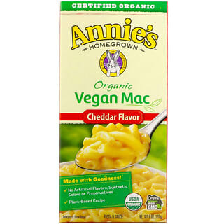 Annie's Homegrown, Macarrones veganos orgánicos, sabor a cheddar, 6 oz (170 g)