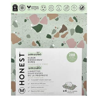 Honest, Sensitive Clean Conscious Wipes Fragrance Free, 288 Wipes