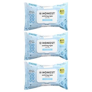 Honest, Sanitizing Wipes With Aloe, Free & Clear, 3 Packs, 50 Wipes Each
