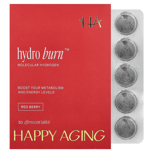 Happy Aging‏, Hydro Burn™ التوت الأحمر، 30 قرصًا فوارًا، قرص فواري