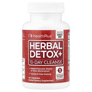 Health Plus Inc., Herbal Detox+, Nettoyage de 10 jours, 40 capsules