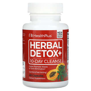 Health Plus, Herbal Detox +, Limpieza por 10 días, 40 cápsulas