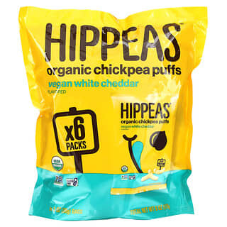 Hippeas, Organic Chickpea Puffs, Vegan White Cheddar, 6 Packs, 1 oz (28 g) Each
