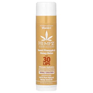 Hempz, Herbal Lip Sunscreen, SPF 30, ananas dolce e miele di melone, 4,25 g