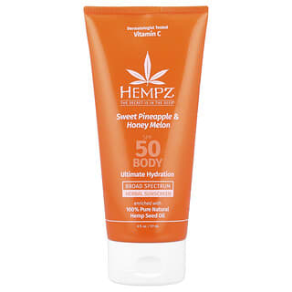 Hempz, Herbal Body Sunscreen, SPF 50, Sweet Pineapple & Honey Melon, 6 fl oz (177 ml)