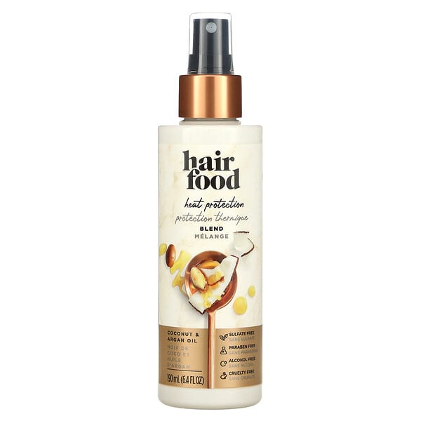 Hair Food, ヒートプロテクターブレンド、ココナッツ＆アルガンオイル、190ml（6.4液量オンス）