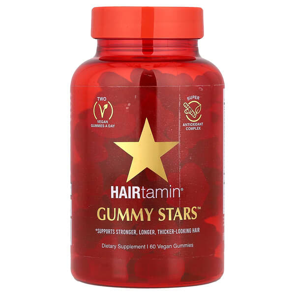 HAIRtamin, Gummy Stars™，Superfruit Medley，60 粒全素軟糖