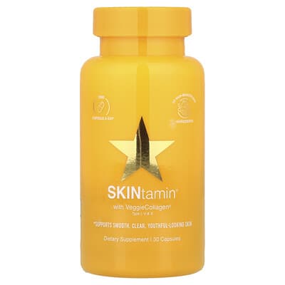 HAIRtamin, SKINtamin® with VeggieCollagen®, 30 Capsules