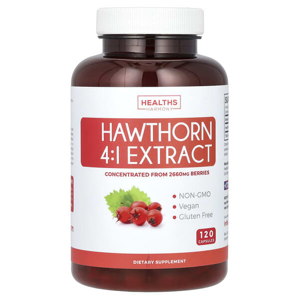 Healths Harmony Hawthorn 4:1 Extract, 120 Capsules (665 mg per Capsule)