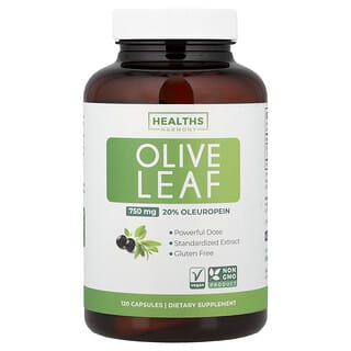 Healths Harmony, Hoja de olivo, 750 mg, 120 cápsulas