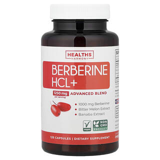 Healths Harmony, Berberina HCL+, 120 cápsulas