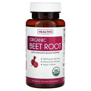 Healths Harmony, Organic Beet Root With Organic Black Pepper, Bio-Rote-Bete-Wurzel mit Bio-Schwarzer-Pfeffer, 30 Tabletten