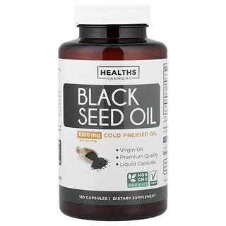 Healths Harmony, 블랙 씨드 오일, 캡슐 180정(캡슐 1정당 500mg)