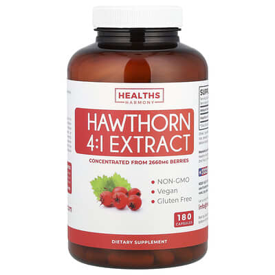 Healths Harmony, Hawthorn 4:1 Extract, 665 mg, 180 Capsules