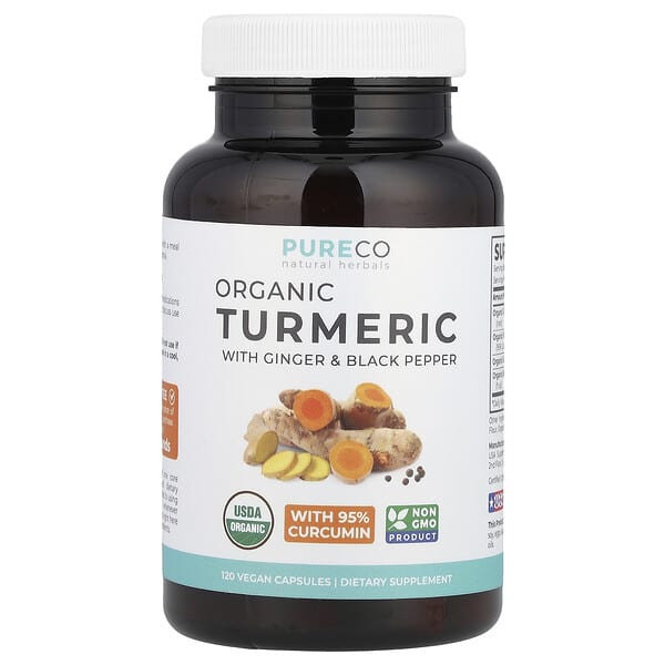 Organic Turmeric with Ginger & Black Pepper, 120 Vegan Capsules