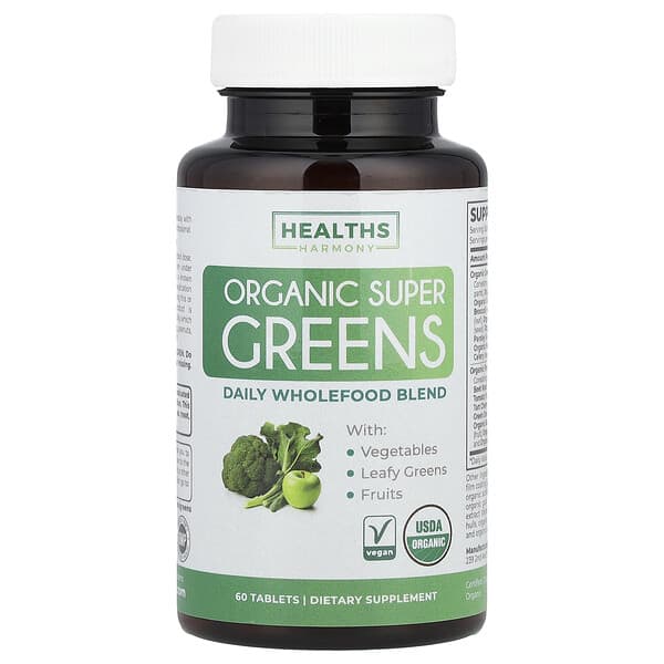 Healths Harmony Organic Super Greens, 60 Tablets