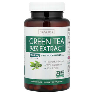 Healths Harmony, Extrait de thé vert à 98 %, 120 capsules (500 mg pièce)