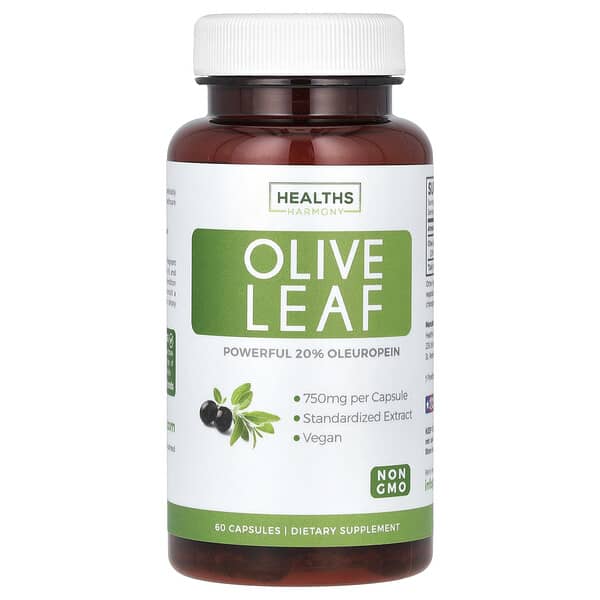 Healths Harmony Olive Leaf, 750 mg, 60 Capsules