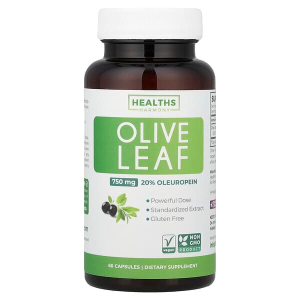 Healths Harmony, Olive Leaf, 750 mg, 60 Capsules — product photo 1