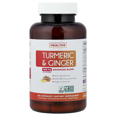 Healths Harmony, Turmeric & Ginger, 90 Capsules