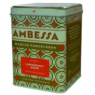 Harney & Sons, Ambessa, Marcus Samuelsson, Ligonberry Green Tea, 20 Sachets 1.4 oz (40 g)