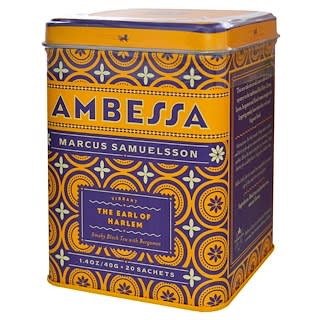 Harney & Sons, Ambessa, Marcus Samuelsson, Black Tea, The Earl of Harlem, 20 Sachets, 1.4 oz (40 g)