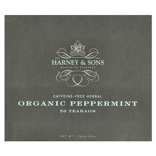 Harney & Sons, Té de hierbas de menta orgánica, Sin cafeína, 50 bolsitas de té, 50 g (1,76 oz)