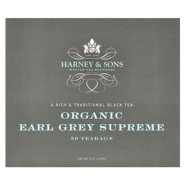 Harney & Sons, ブラックティー、オーガニック アールグレイ スプリーム、ティーバッグ50袋、90g（3.17オンス）