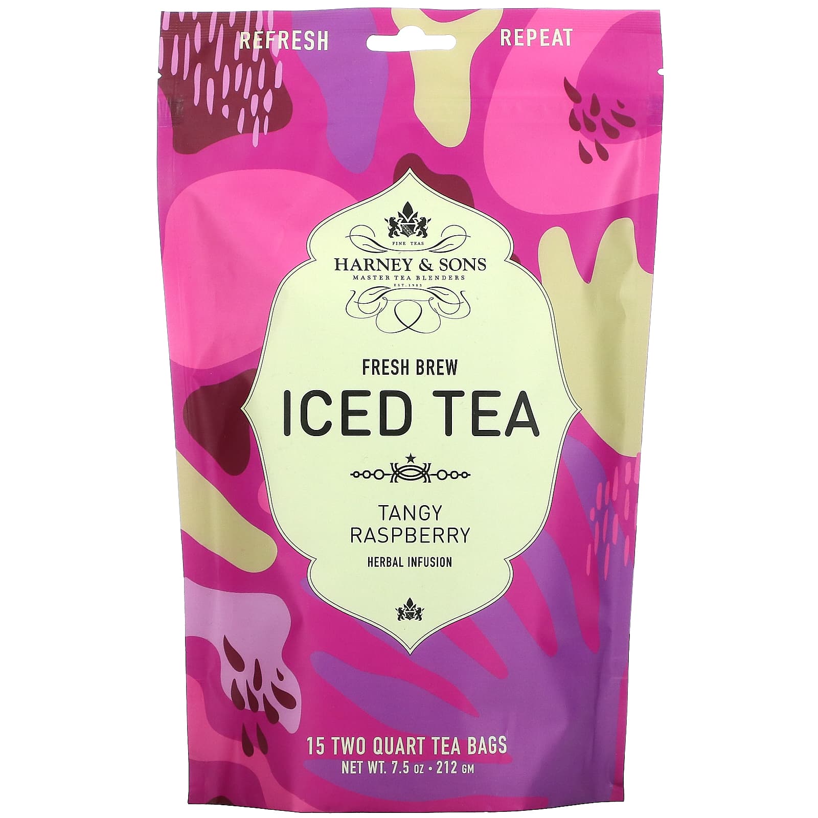 Harney & Sons, Fresh Brew Iced Tea, Tangy Raspberry Herbal Infusion, 15