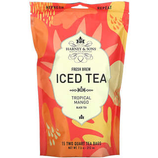 Harney & Sons, Fresh Brew Iced Tea, Tropical Mango Black Tea, 15 Tea Bags, 7.5 oz (212 g)