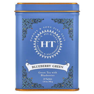 Harney & Sons, Mistura de Chá HT , Mirtilo (blueberry) Verde, 20 Sachês, 40 g